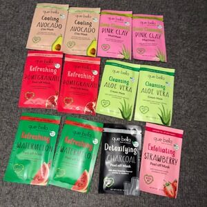 Que Bella Bath Beauty Face Mask Set 11 Pack Avocado Charcoal Clay Peel Off Vegan